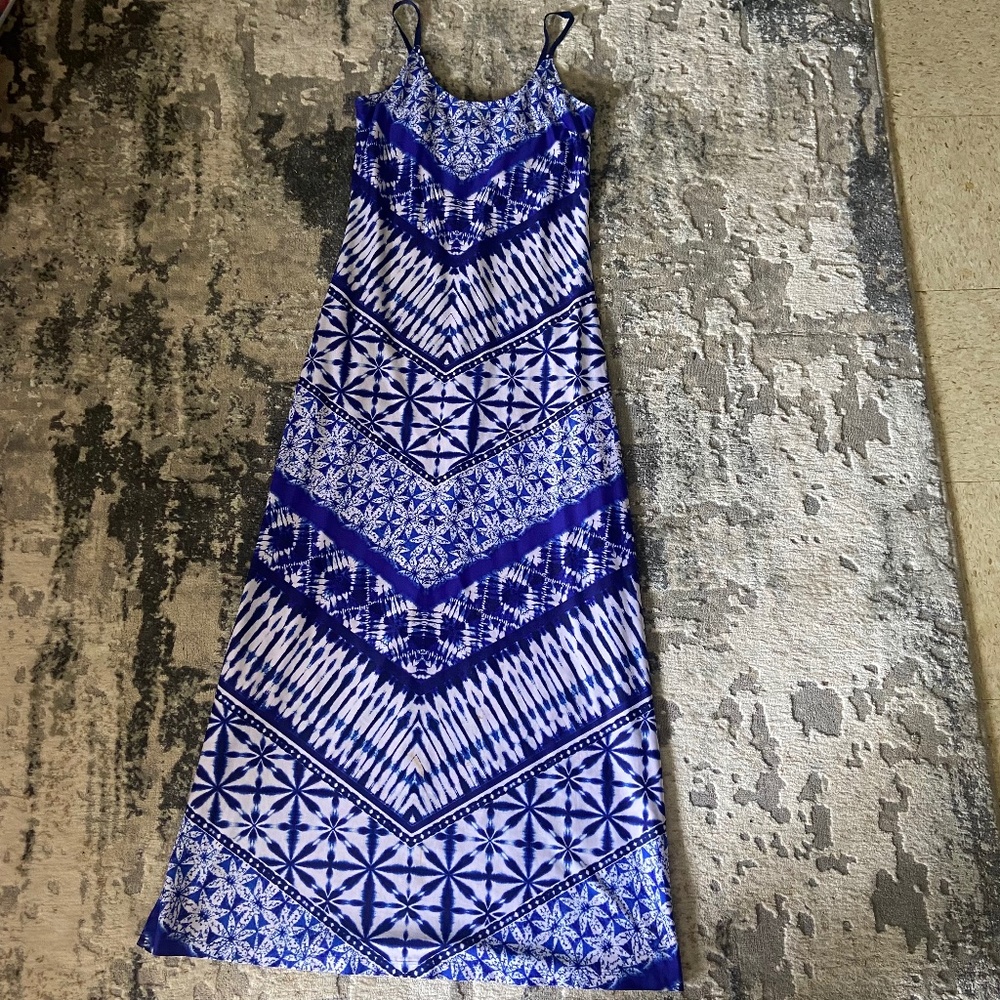 BLUE PRINTED MAXI DRESS